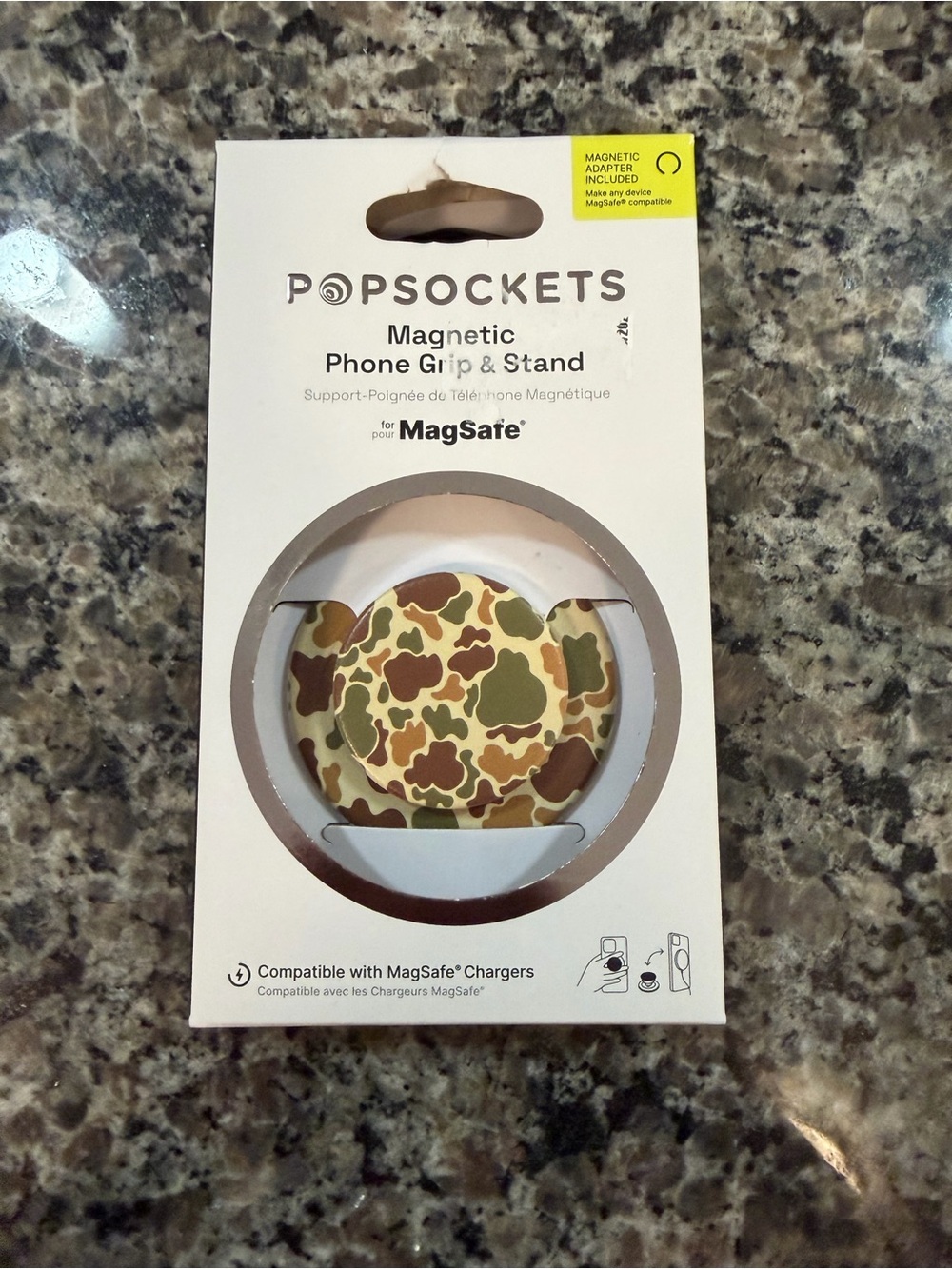 PopSocket Magnetic Phone Grip & Stand - Bruce (Green Camo Pattern with Orange)